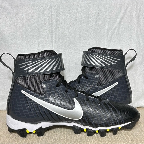 Nike Strike Shark Mens Black/White/Grey Hi-Top Football Cleats Shoes SZ 10 main image 11